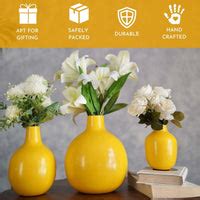 Metal Flower Vase set of 3 | Yellow – Behoma