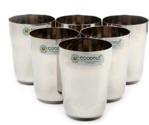 COCONUT (Pack of 6) Eros Water Glass Set of 6 - 270ml Glass Set Water ...