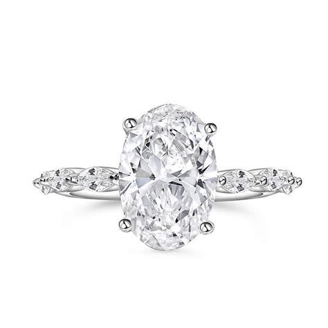 Cloud Jewel 14K White Gold Plated Ring - 2 Ct Oval Excellent Cut ...