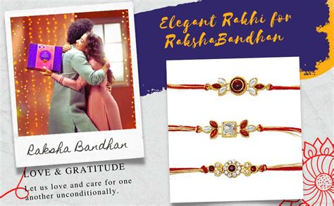 CraftVatika Rakshabandhan Kundan Rakhi Set of 3 for Brother Bhabhi Kids ...
