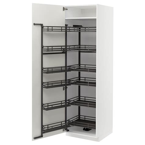 METOD high cabinet with pull-out larder, white/Vallstena white ...