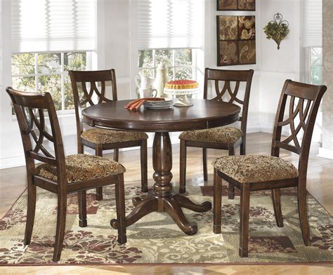 Signature Design by Ashley Leahlyn 5-Piece Cherry Finish Round Dining ...