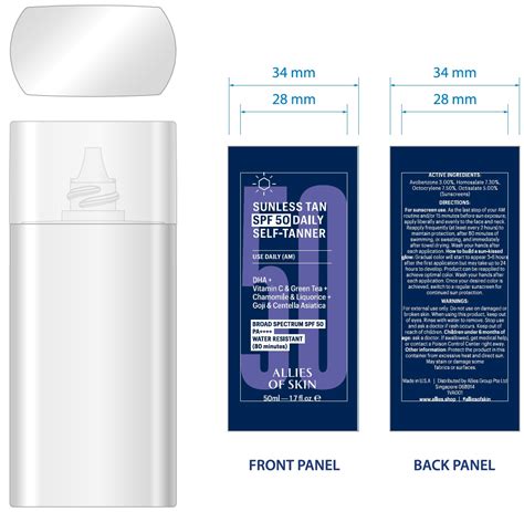 ALLIES OF SKIN SUNLESS TAN SPF 50 DAILY SELF TANNER- avobenzone, homosalate, octocrylene ...