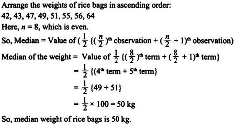 The weight of 8 rice bags (in kg) are as follows: 49, 47, 51, 43, 42 ...
