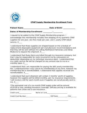 Image result for CPAP Order Form Examples