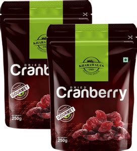 KHARAWALA'S Cranberry Dried Pack of 2 - 250 Grams Each Cranberries ...