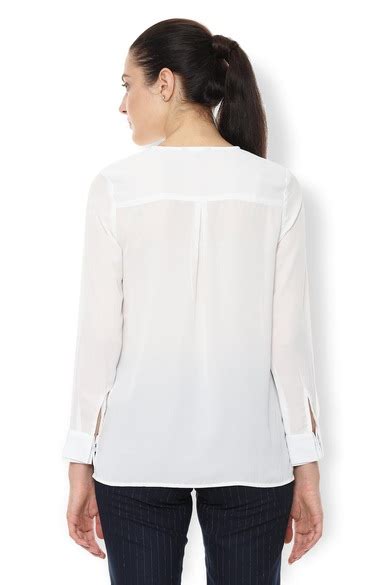 Buy Women White Solid Formal V-Neck Top Online - 426041 | Van Heusen