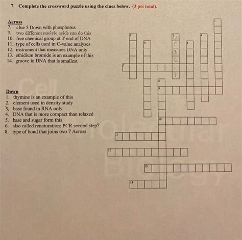 Solved 7. Complete the crossword puzzle using the clues | Chegg.com