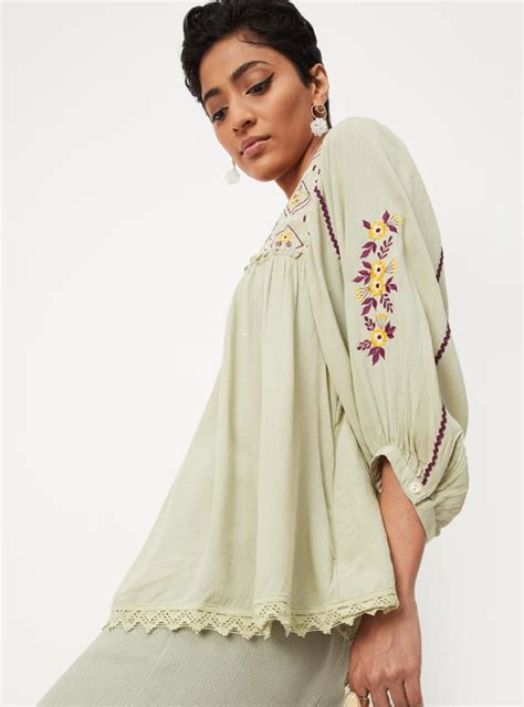 Buy Women Embroidered Square Neck Top Online at just Rs. 799.0 ...