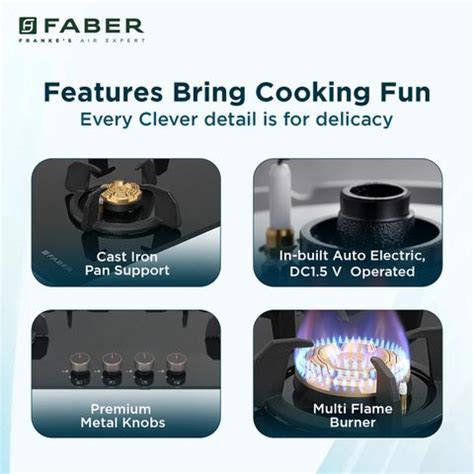 FABER PRIME HT904 CRS BR CI AI|Brass Burners| Metal Knobs| Cast Iron ...