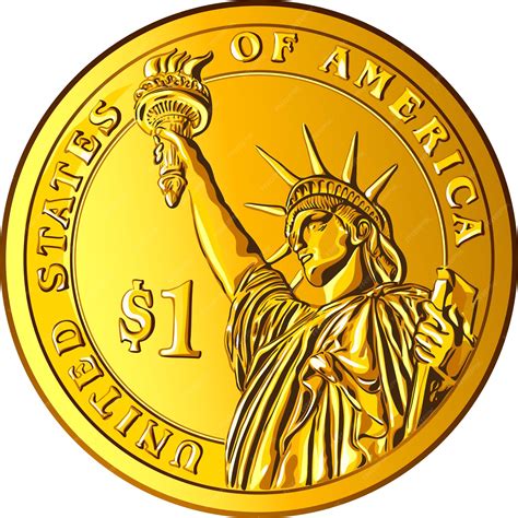 American money presidential one dollar gold coin with statue of liberty ...