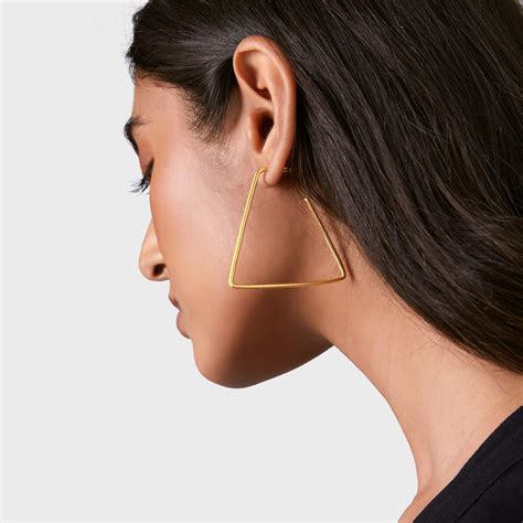 Gold Matte Triangle Hoops | Buy Gold Matte Triangle Hoops for Women Online