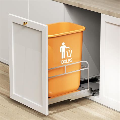 Pull Out Trash Can Under Cabinet Kit with Soft-Close Slides(Trash Bin ...
