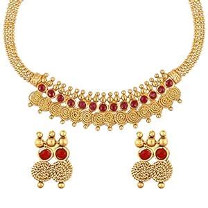 Buy Shining Jewel Traditional Gold Plated Jalebi Coin Necklace Set For ...