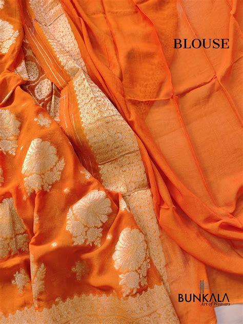 Shop Burnt Orange Georgette Sona Zari Jaal Design Banarasi Saree – BUNKALA