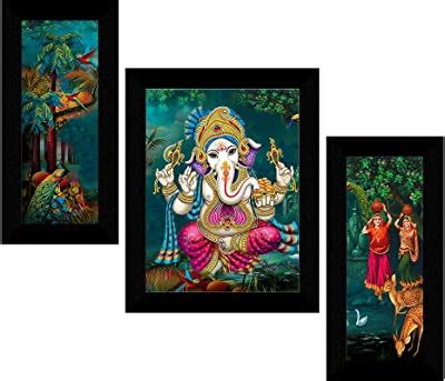 SAF Set of 3 Walking Couple in Forest Watercolor UV Coated Home ...