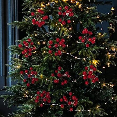 Buy Kapoor Crafts 10 Pcs Christmas Glitter Gold Berries Stems ...