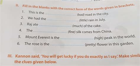 fill in the blanks with the correct form of the words given in the ...