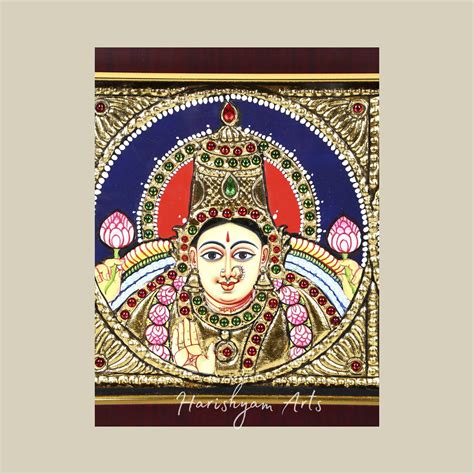 8" Traditional Lakshmi-Ganesha Tanjore Painting with Gold Embellishmen