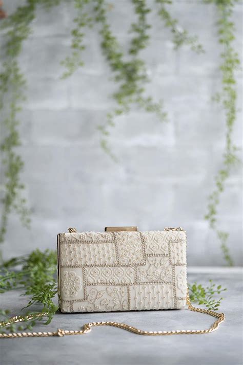 Buy AMYRA Mosaic Luxe Embroidered Clutch - White Online in India - The ...