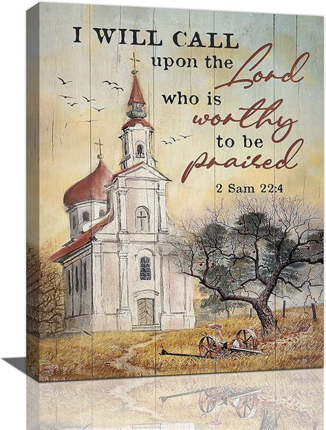 Country Church Wall Art Christian Bible Verse Wall Decor Religious ...