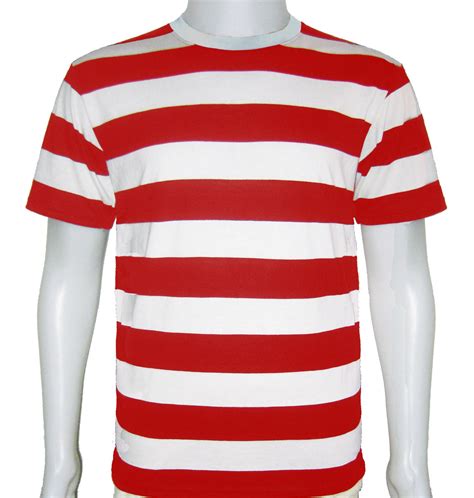 Mens Striped T-Shirt Short Sleeve Red & White Stripes Tees New ...