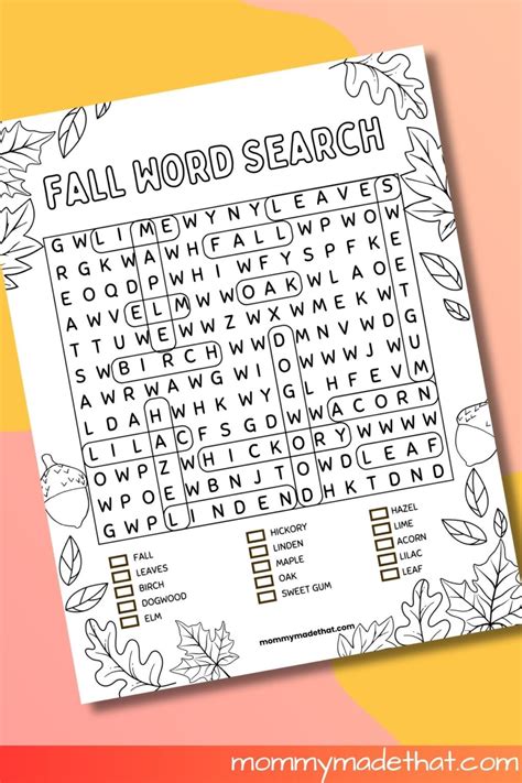Image result for Fall Word Search