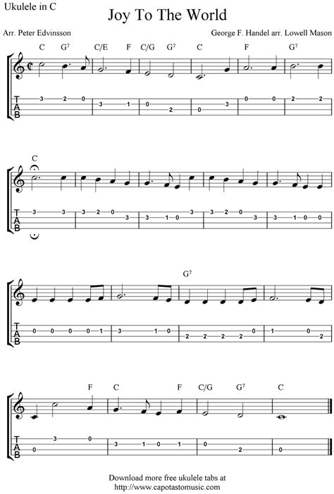 Free Sheet Music: Joy To The World Ukulele Tab