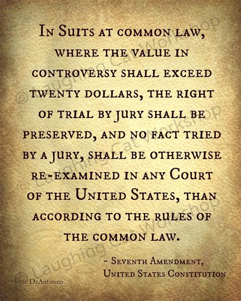 7th Seventh Amendment US Constitution Art Print Attorney Lawyer Art ...