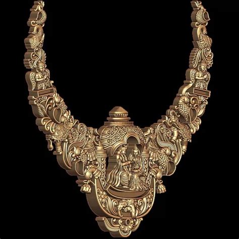 Radha Krishna Vivah Temple Necklace CAD Design 3D Jewelry Model