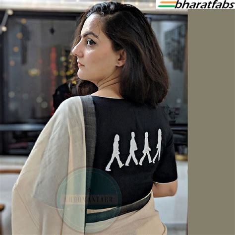 Beautiful Pure soft cotton Designer Embroidery Saree Blouse - Readymad ...