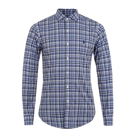 Buy Polo Ralph Lauren Men Blue Chequered Logo Shirt Online - 666079 ...
