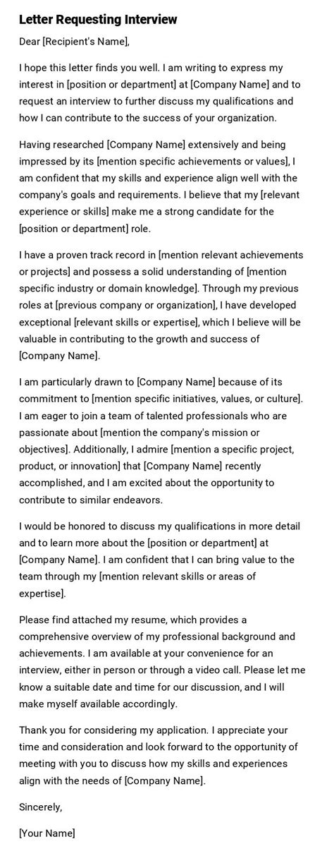 Image result for Interview Request Letter Sample