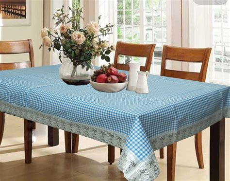 Kuber Industries Waterproof PVC 6 Seater Dining Table Cover (Blue, 60 ...