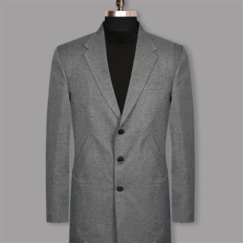 Coin Grey Textured Premium Wool Blend Blazer For Men