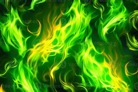 Drawn neon color green, Burning flame background material abstract hand ...