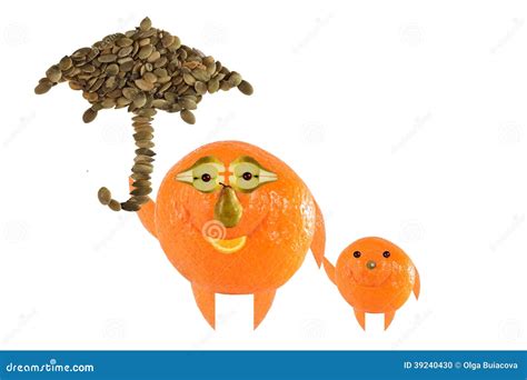 Two Small Funny Little Man Made of Fruits. Stock Photo - Image of ...