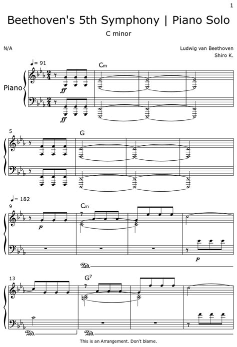 Beethoven's 5th Symphony | Piano Solo - Sheet music for Piano