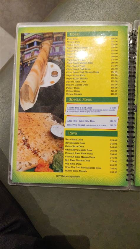 Menu at Sundarams South Indian Food Best South Indian Food Restaurant ...