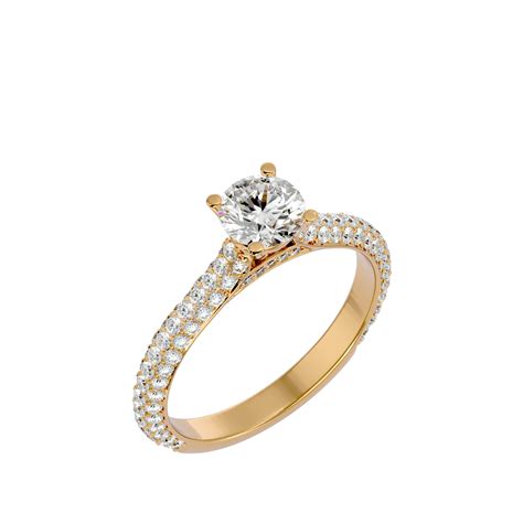 Lab Grown Solitaire Ring with Side Stones Online in India – Infinity Carats