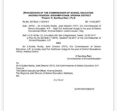 Rc.No:357 FAC Charges of DEO Krishna Sri A.Subba Reddy ~ Andhra ...