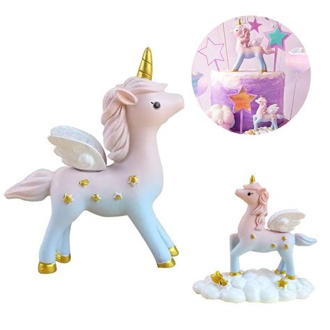 Super Cute Winged Rainbow Unicorn Cake Topper Great For Weddings ...