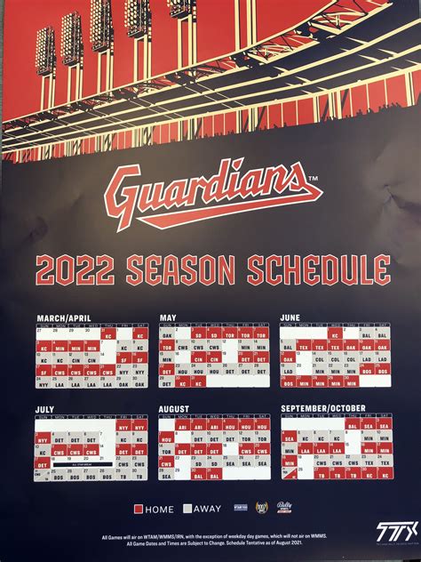 Free Printable Cleveland Guardians Schedule - Joe MLB Info