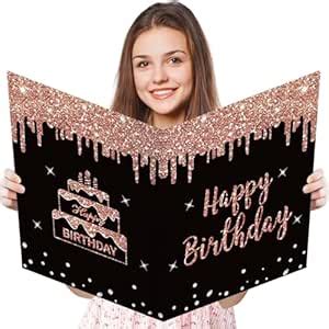 Kuxriox Jumbo happy Birthday Card for Women Girls Kids, Large Rose Gold ...