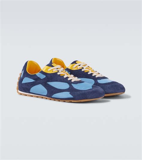 Orbit Flash suede-trimmed sneakers in blue - Bottega Veneta | Mytheresa