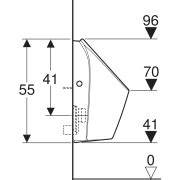 Geberit Selnova S urinal, inlet from the rear, outlet to the rear or ...