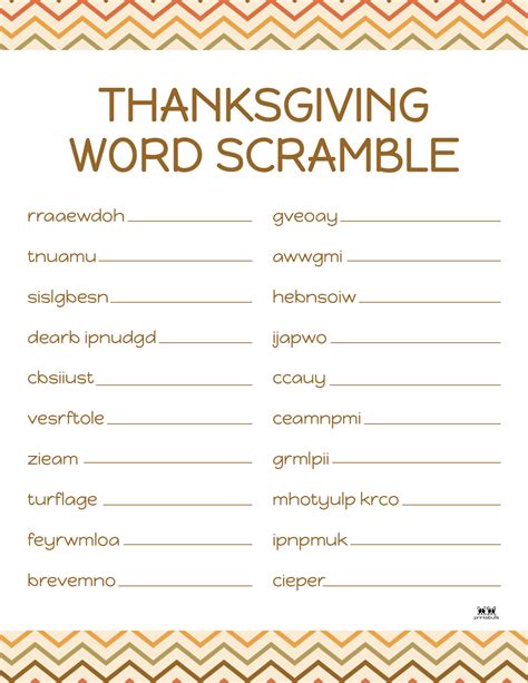 Thanksgiving Word Scrambles - 10 FREE Printables | Printabulls