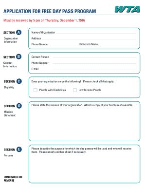Fillable Online Free Day Passes Fax Email Print - pdfFiller