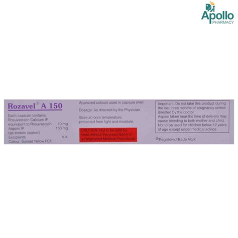 Rozavel A 150 Capsule 10's Price, Uses, Side Effects, Composition ...