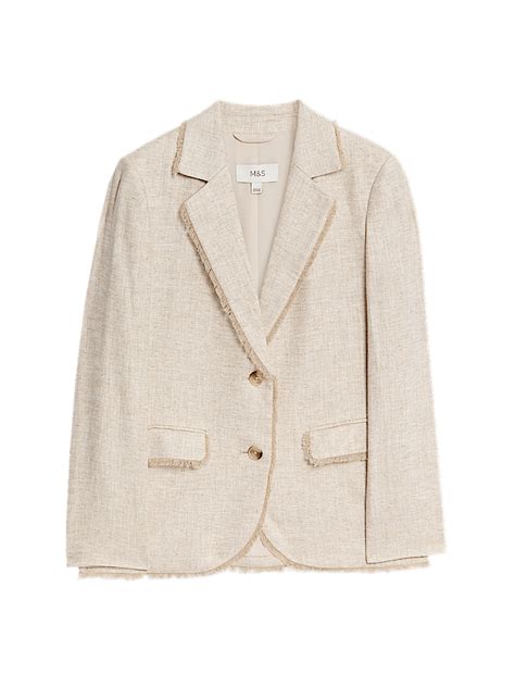 Buy Linen Rich Melange Frayed Edge Blazer at Marks & Spencer